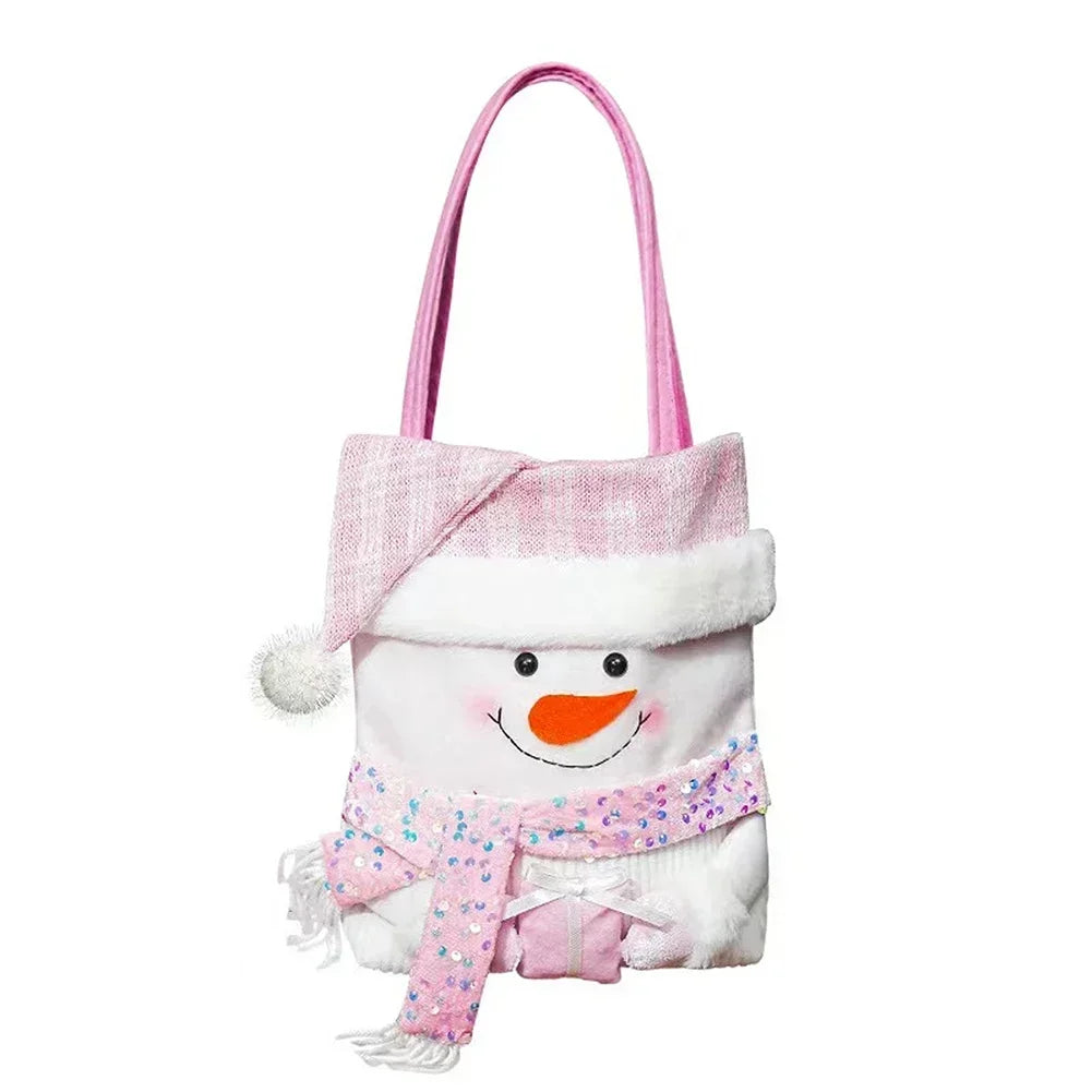 Christmas Bag with Cartoon Doll Fabric and Pink Beads Handheld Design Suitable for Holiday Use and Festive Parties Oasis Select Snowman China Mainland
