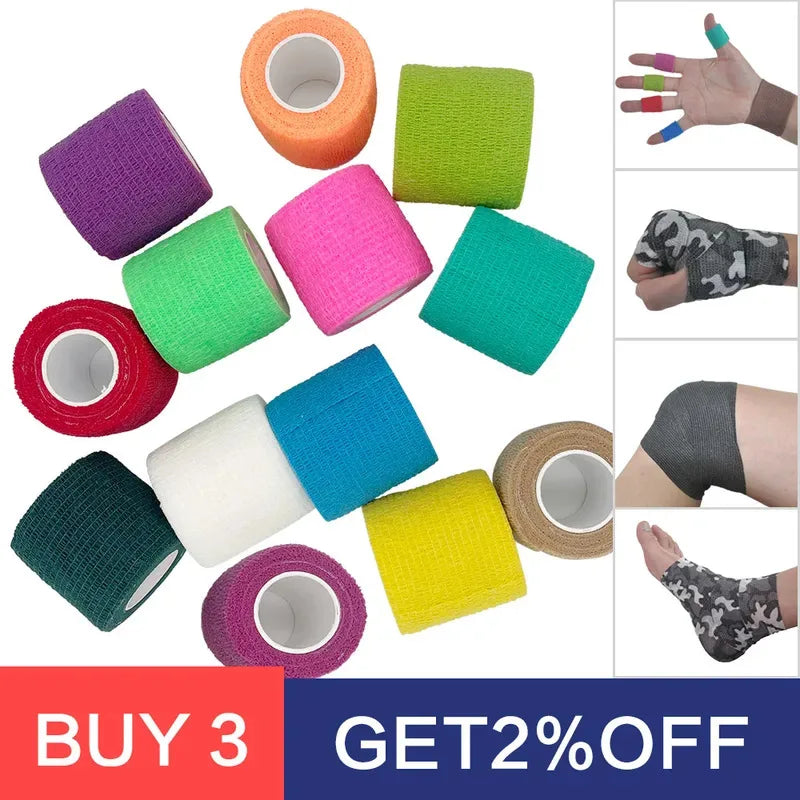 6pcs 5/7.5cm Hot SaleColorful Sport Self Adhesive Elastic Bandage Elastoplast For Knee Support Pads Finger Ankle Palm Shoulder Oasis Select