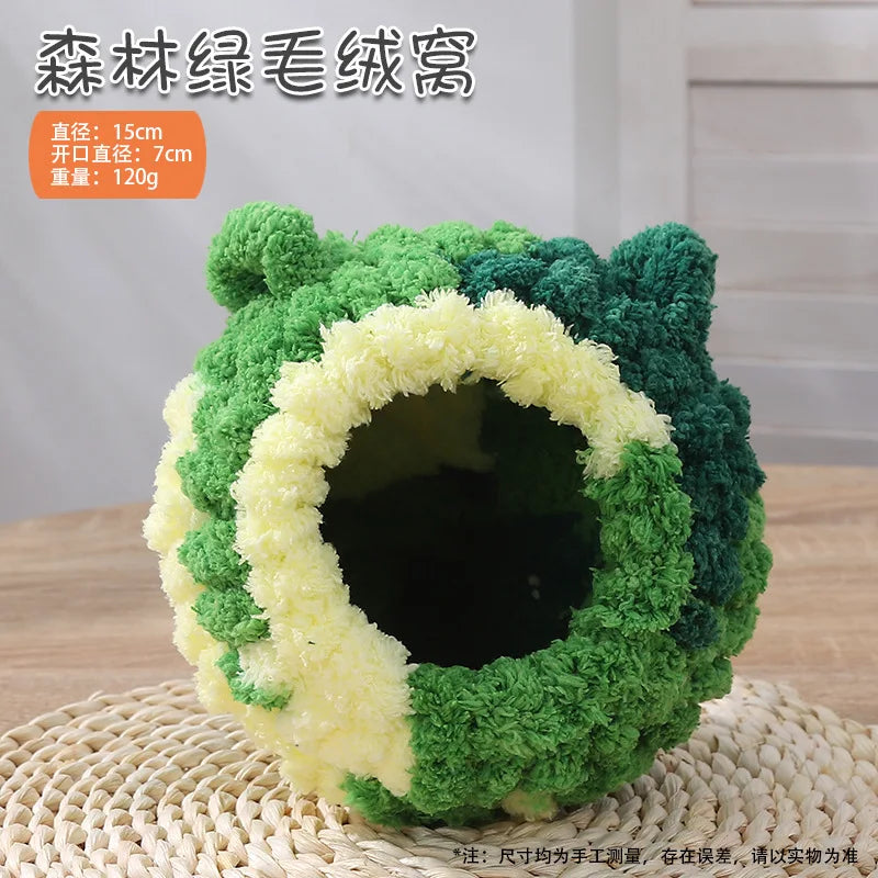Parrot Round Thickened Cotton Bird Nest - Tiger Skin Peony Print, Winter Warmth for Small Pets, Cozy Hibernation Nest Oasis Select Forest green D 15cm