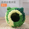 Parrot Round Thickened Cotton Bird Nest - Tiger Skin Peony Print, Winter Warmth for Small Pets, Cozy Hibernation Nest Oasis Select Forest green D 15cm
