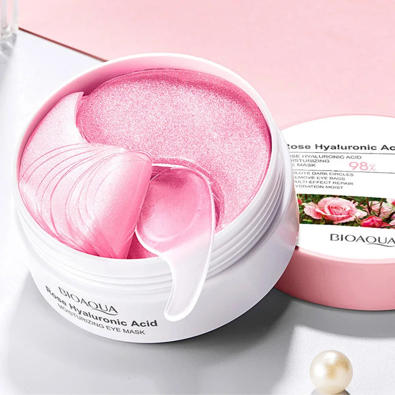 BIOAQUA Rose Hyaluronic Acid Eye Masks – 60 Patches Dark Circles Eye Mask Patches Oasis Select