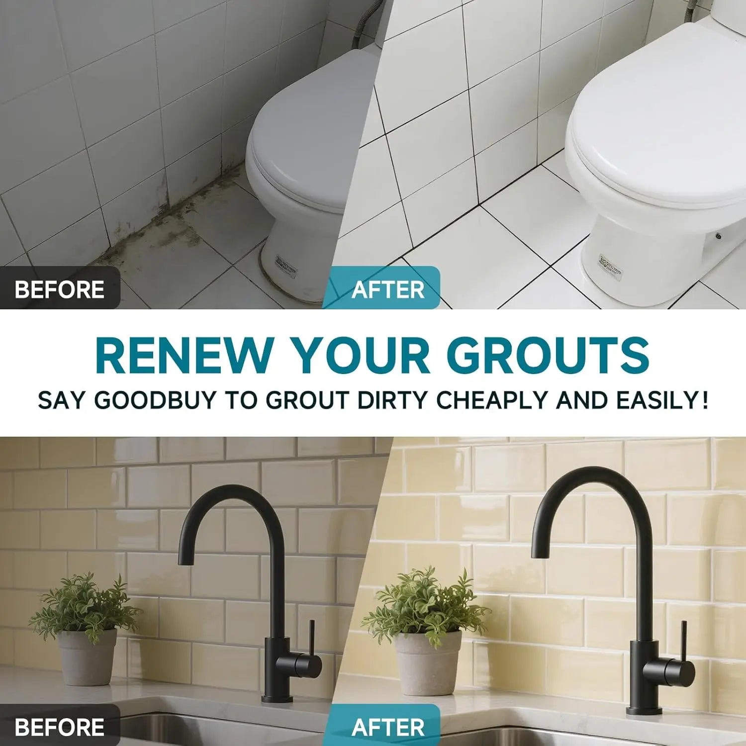 White Tile Grout Repair Kit Fast Drying Shower Filler Waterproof Wall Floor Joint Sealer Bathroom Kitchen Gap Restorer Hand Tool Oasis Select