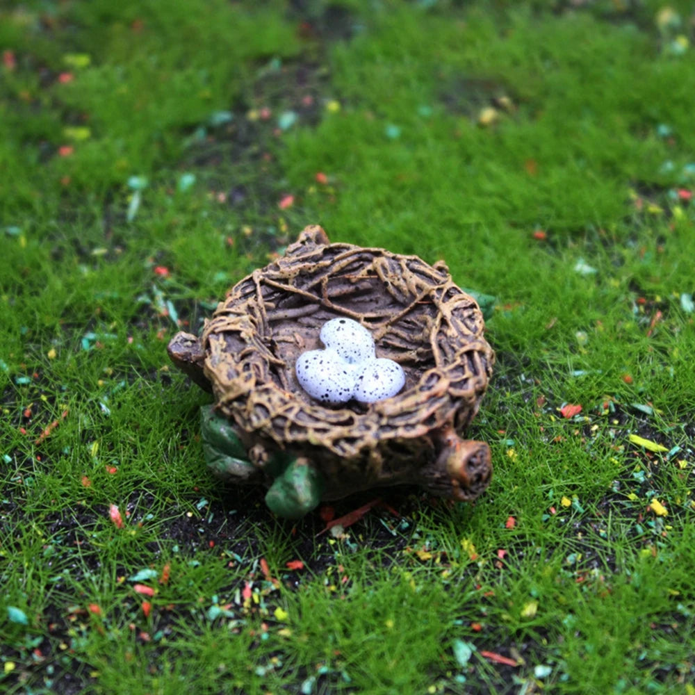 Crafts Dollhouse Little Birds Animal Model Succulent Plant Home Decor Fairy Garden Decor Micro Landscape Miniature Figurines Oasis Select S- Bird bed