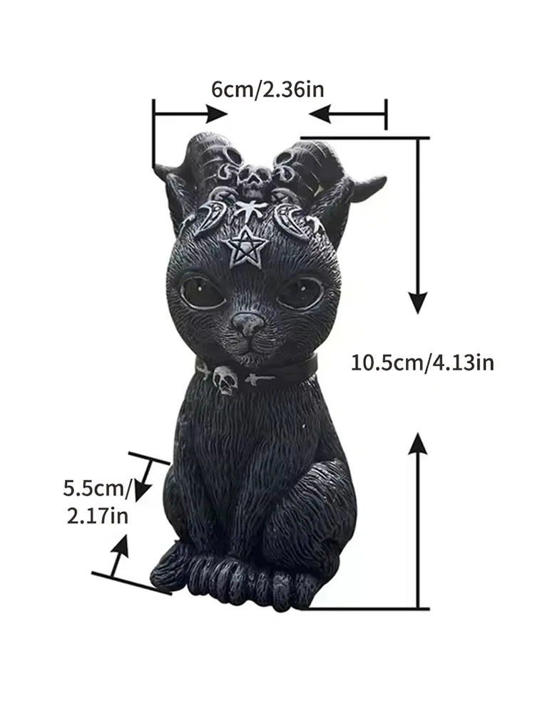 Black Cat Witch Figurine | Hand-Painted Halloween Desk Ornament