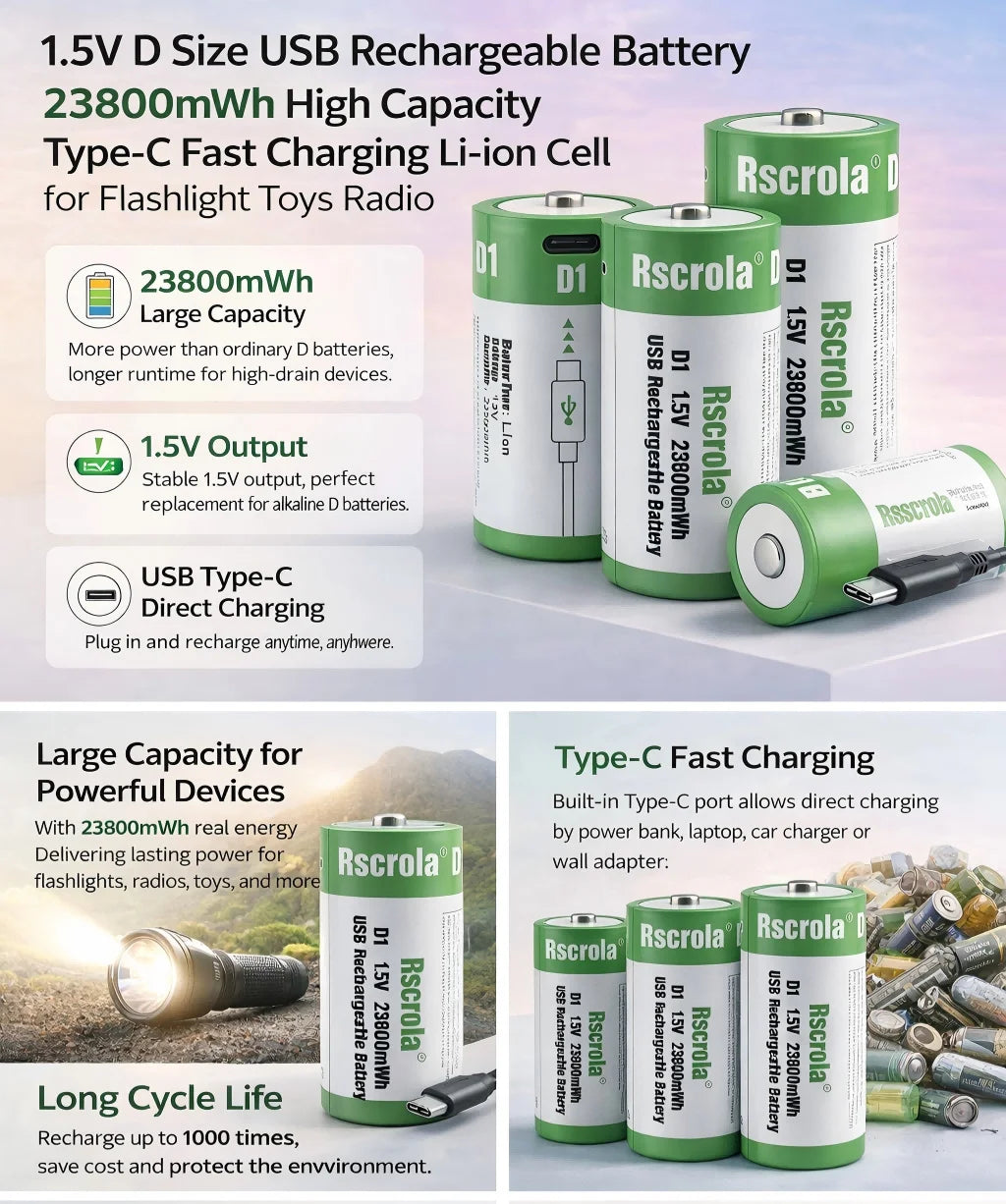 1.5V D Size /AA/AAA most popular USB Rechargeable battery series for Flashlights,Toys,Controllers,Clocks,Remote Controls Etc Oasis Select