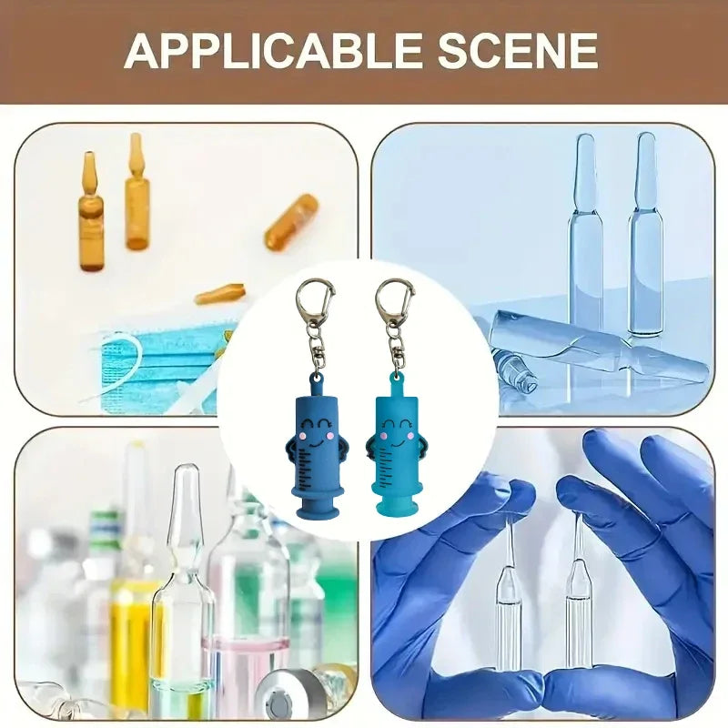 Syringe-Shaped Ampoule Bottle Opener Keychain Rubber Cutter Aid Medication Vial Breaker Tool For Home Nurses And Doctors Oasis Select