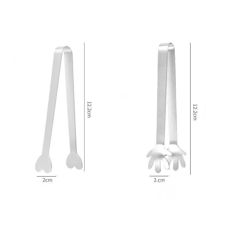 Heart Shaped Mini Tongs – Stainless Steel Food Serving Clamps