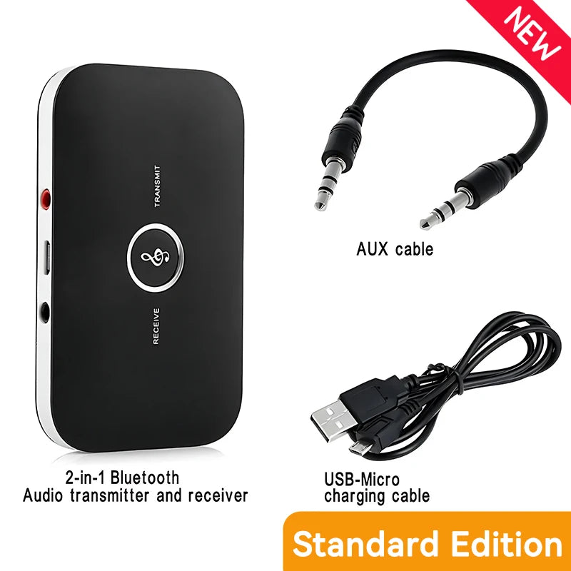 Upgrade B6 2in1 Bluetooth 5.3 Audio Receiver Transmitter 3.5mm AUX+RCA Built-in Battery Wireless Adapter For Car PC TV Headphone Oasis Select RXTX-B6-NOrca