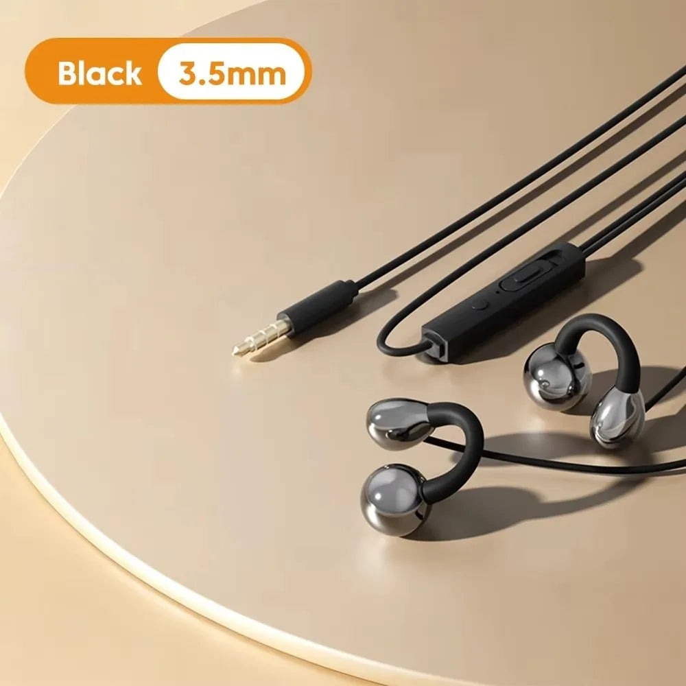 Ear Clip Type Wired Headphones 3.5mm/Type-C HiFi Ear Clip Headphones Wire Control Stereo Earbuds Not In Ear Headphones Oasis Select