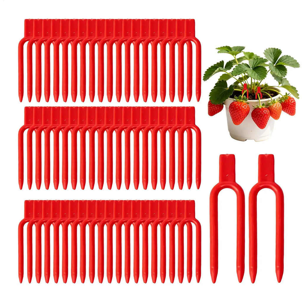 100Pcs Strawberry Planting Fork Stolon Fixator Vine Pressing Device Watermelon Climbing Stem Clips Garden Plants Fastening Clips Oasis Select