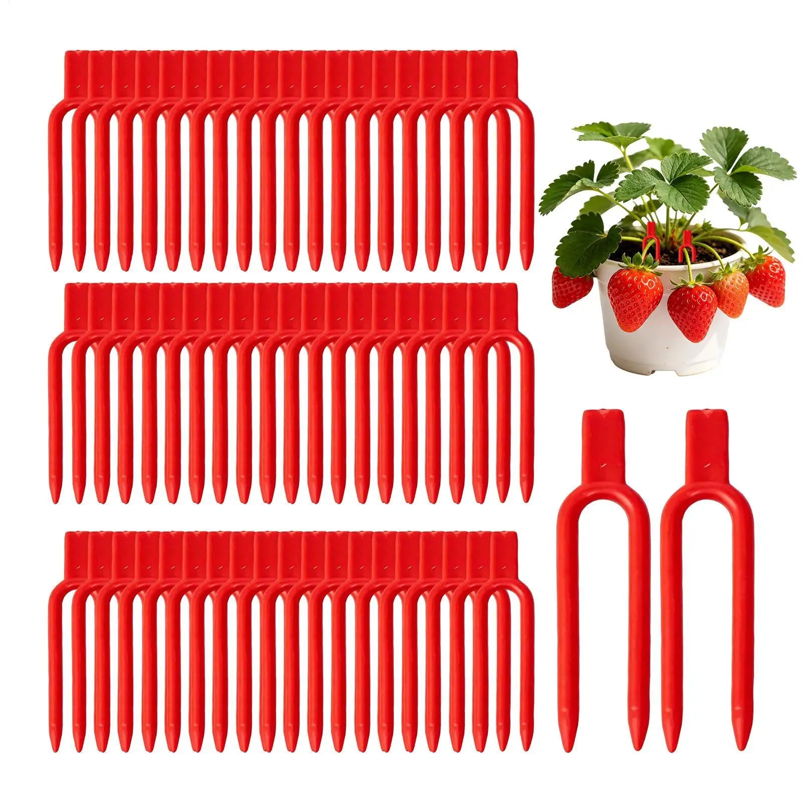 100Pcs Strawberry Planting Fork Stolon Fixator Vine Pressing Device Watermelon Climbing Stem Clips Garden Plants Fastening Clips Oasis Select