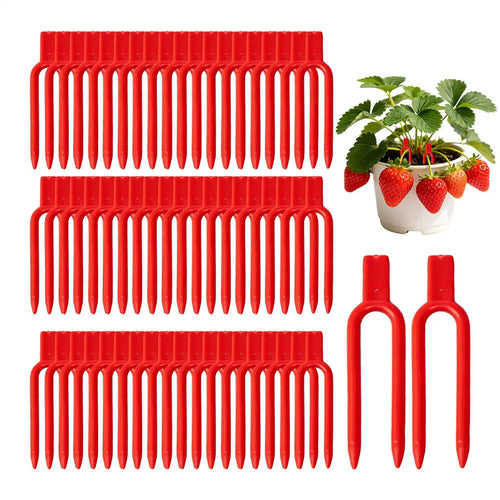 100Pcs Strawberry Planting Fork Stolon Fixator Vine Pressing Device Watermelon Climbing Stem Clips Garden Plants Fastening Clips Oasis Select
