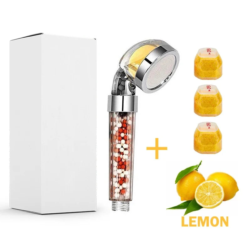 Shower Head With Vitamin C,High Pressure Shower Head Water Saving,SPA Shower Head,Water Massage Shower Bathroom Accessories Oasis Select Lemon Set