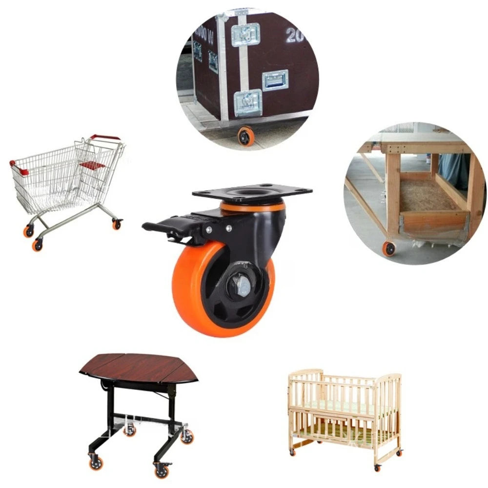 3-5in PVC Furniture Caster Wheels Swivel Plate Casters with Security A/B Lock Non-Marking for Cart Workbench Oasis Select