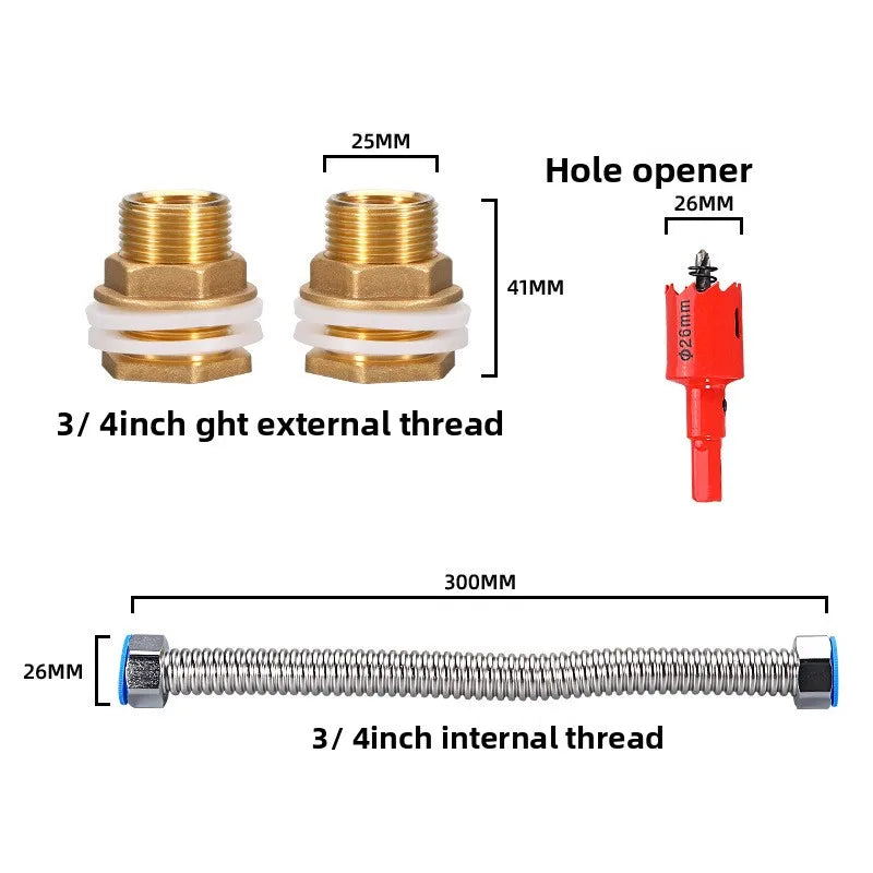 Copper Water Tank Connector 1/2" 3/4" 1" Male Brass Pipe Single Loose Key Swivel Fittings Nut Jointer Oasis Select SET 1