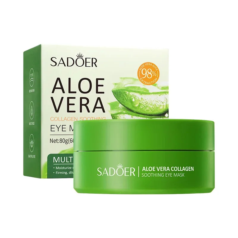 SADOER 60-Pc Aloe Collagen Eye Masks – Dark Circles & Firming Under Eye Patches Oasis Select