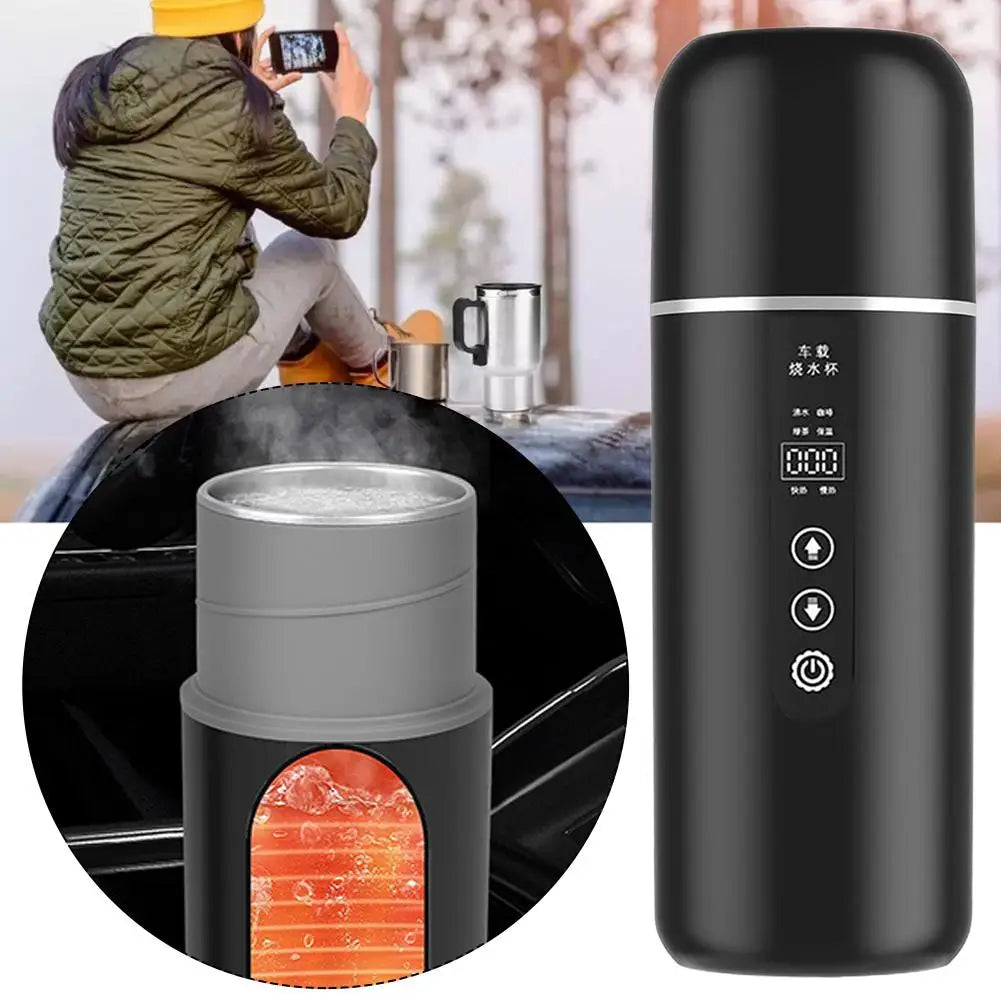 12V/24V Car Electric Kettle – Smart LCD Temp Control 500ml Car Travel Kettle Oasis Select