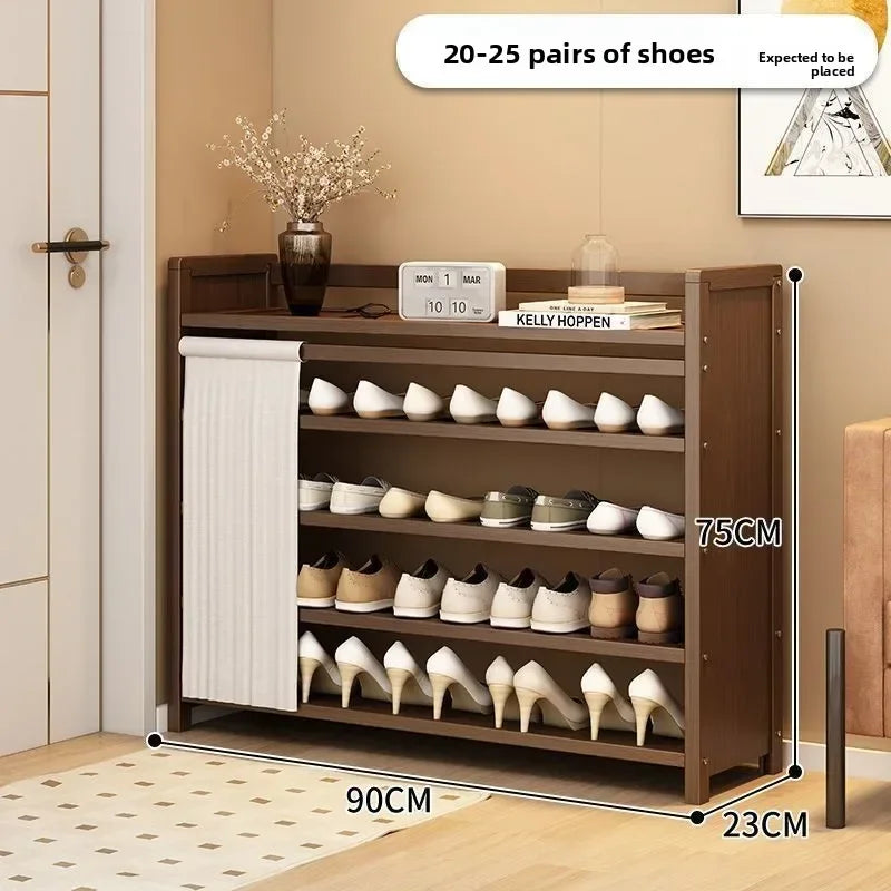 Multi-functional Folding shoe rack installation-free integrated dustproof large-capacity storage shoe rack Oasis Select Brown F