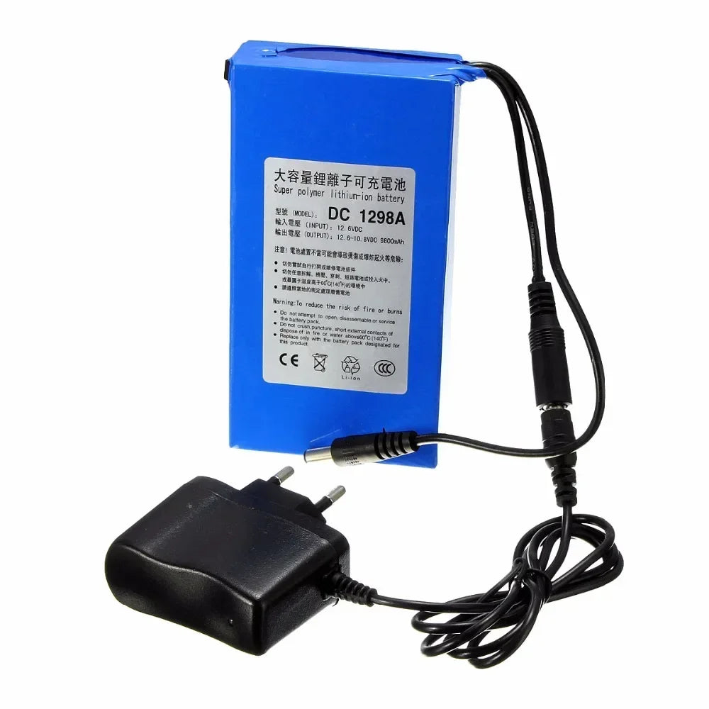 DC 12V 3000-9800mAh Lithium Ion Rechargeable Battery, High Capacity Ac Power Charger with + Explosion-proof Switch US/EU Plug Oasis Select