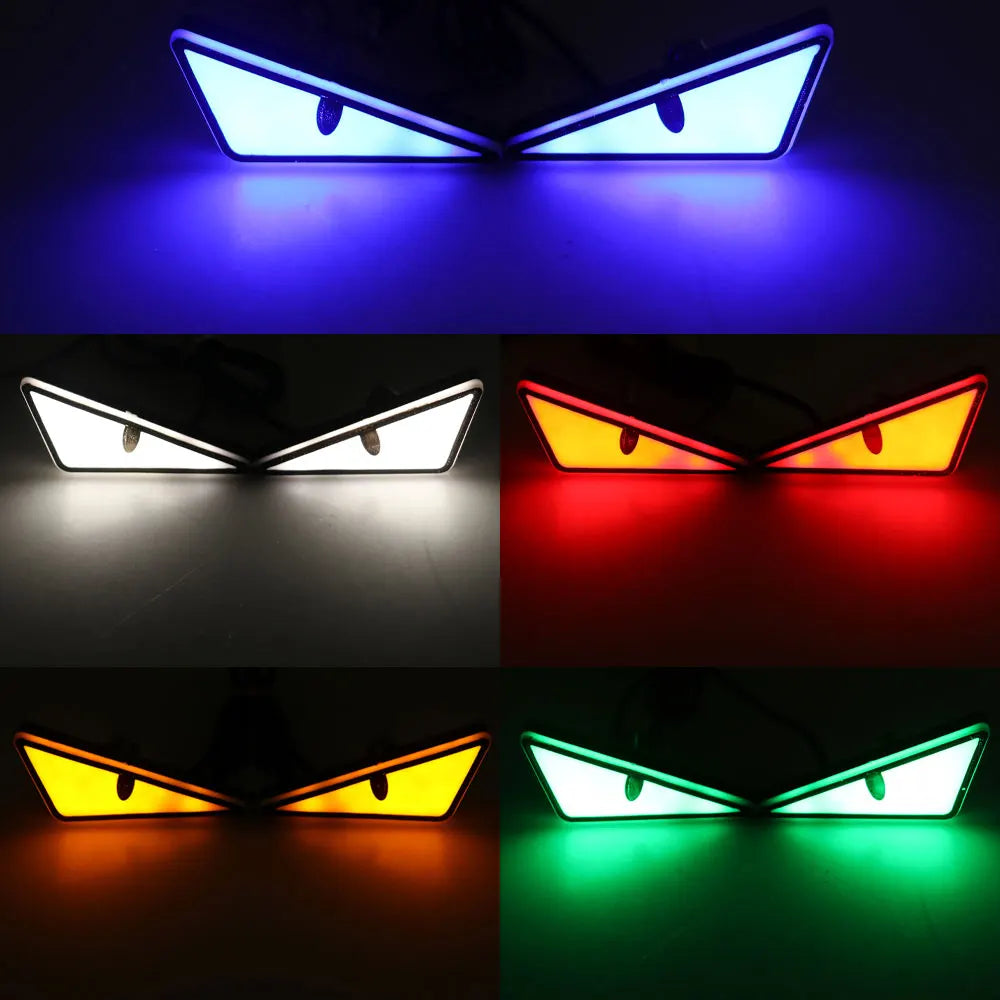 2pcs LED Devil's Eye License plate light Headlight For Car Motorcycl Universal Modified Decoration single light car Accessories Oasis Select