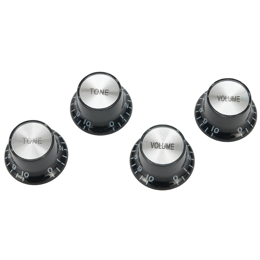 4pcs Aluminum Guitar Tone And Volume Speed Control Knobs Silver Silver Top Hat Bell For GB LP SG Electric Guitar Accessories Oasis Select 4PCS