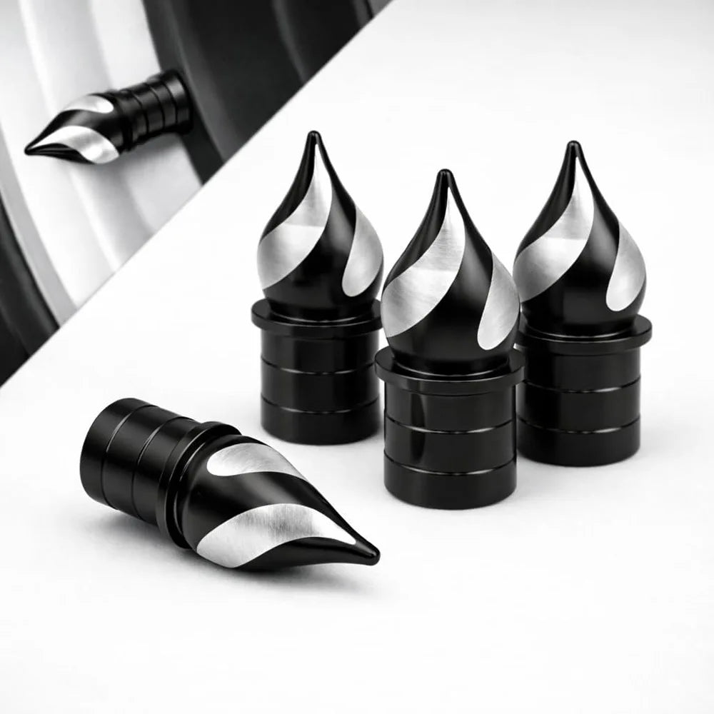4Pcs Tire Valve Stem Caps CNC Aluminum Alloy Valve Caps Corrosion Resistant & Airtight, for Cars Trucks SUVs Motorcycles Bikes Oasis Select Black-4Pcs
