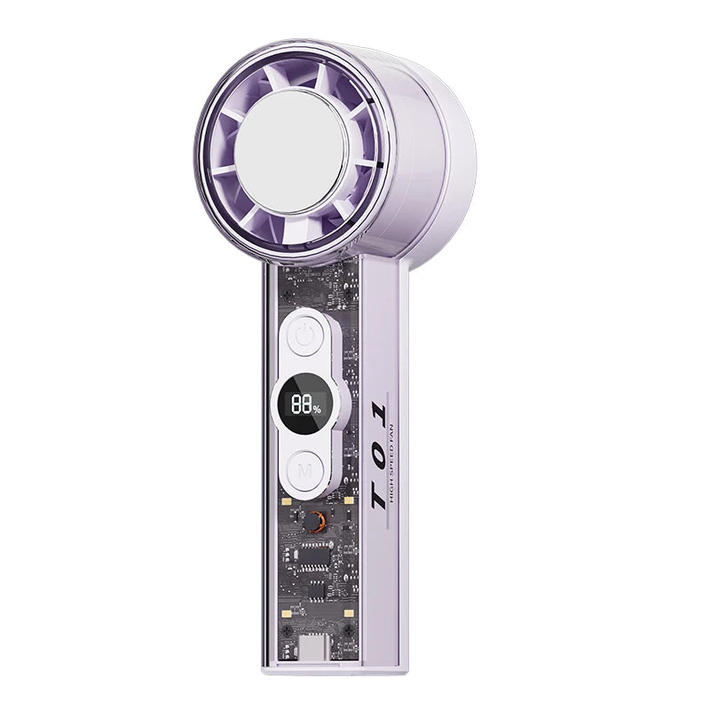 2026 New Transparent Cold Compress Handheld Fan 100 Speed Turbo Motor Superconducting Cooling Portable Fan For Outdoor Travel Oasis Select B
