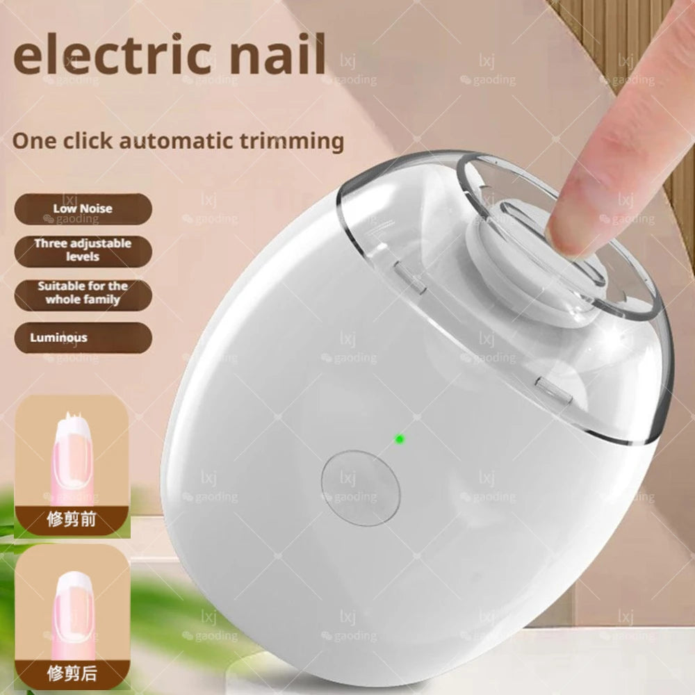 2 IN 1 Rechargeable Electric Nail Clipper With LED Light Low Noise Automatic Grinder Trimmer Pain-Free Manicure Tool For Baby Oasis Select