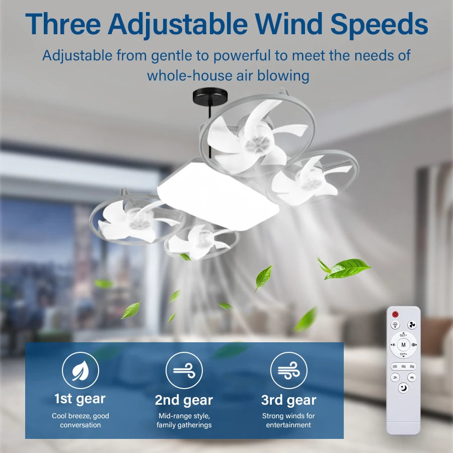 2 in 1 50W Fan Light E27 Drone Car Design Ceiling Fan Light with Remote Control AC85-265V Fan Lighting Lamp for Home Restaurant Oasis Select