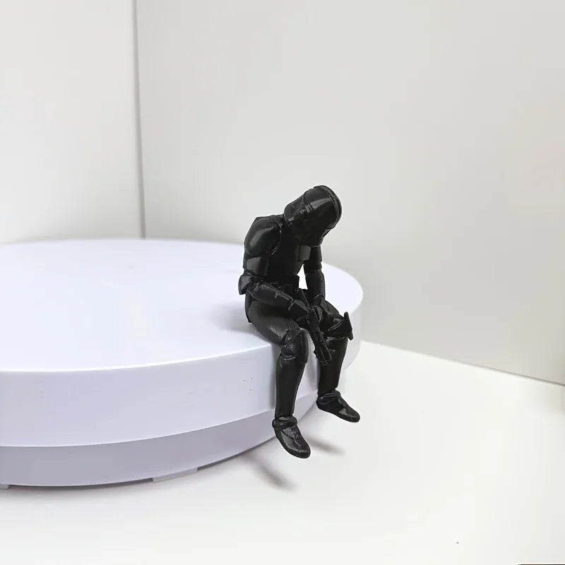 Mini Cool Sitting Soldier Figurine Desktop Hanging Shelf Edge Decor Resin Desk Ornaments for Home Office Bar Quirky Gift for Men Oasis Select black 10.5x5cm