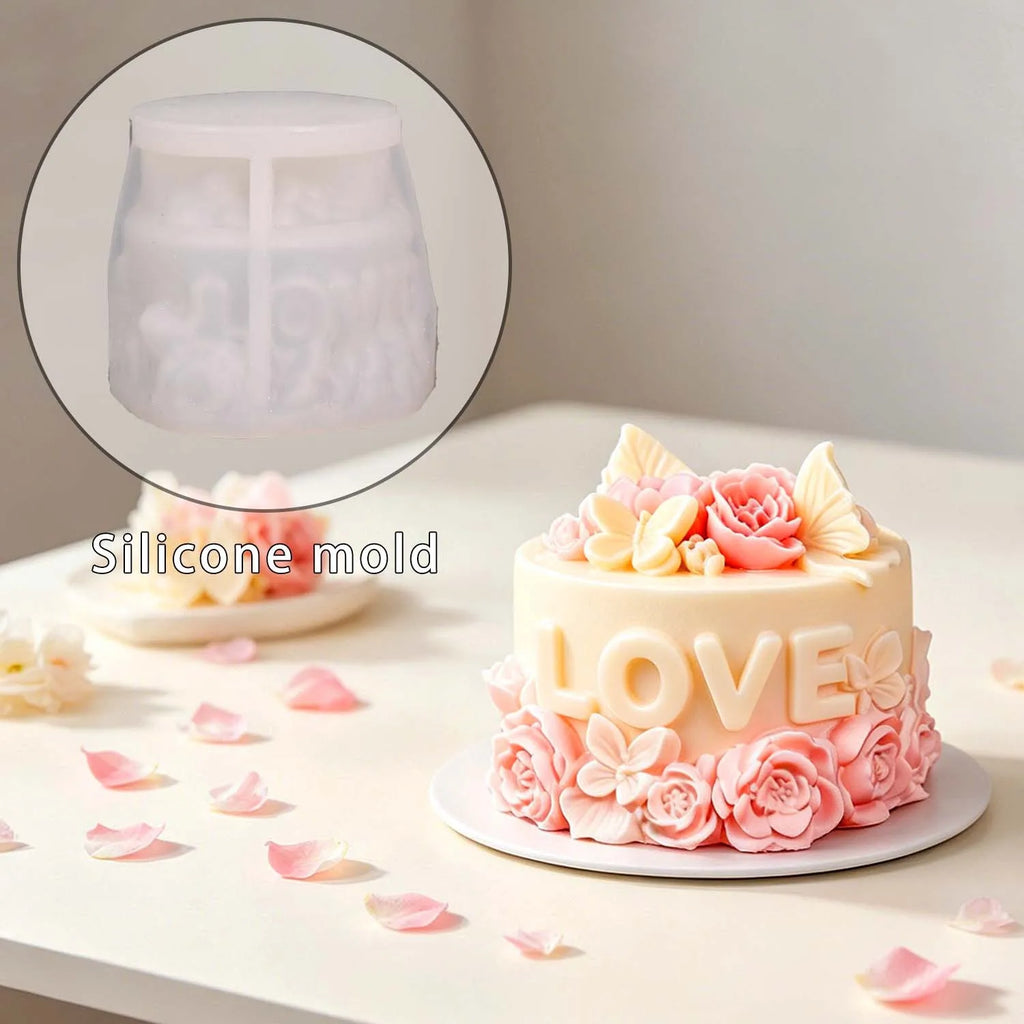 3D Love Heart Cake Silicone Mold DIY Scented Candle Gypsum Soap Resin Chocolate Baking Tools Oasis Select