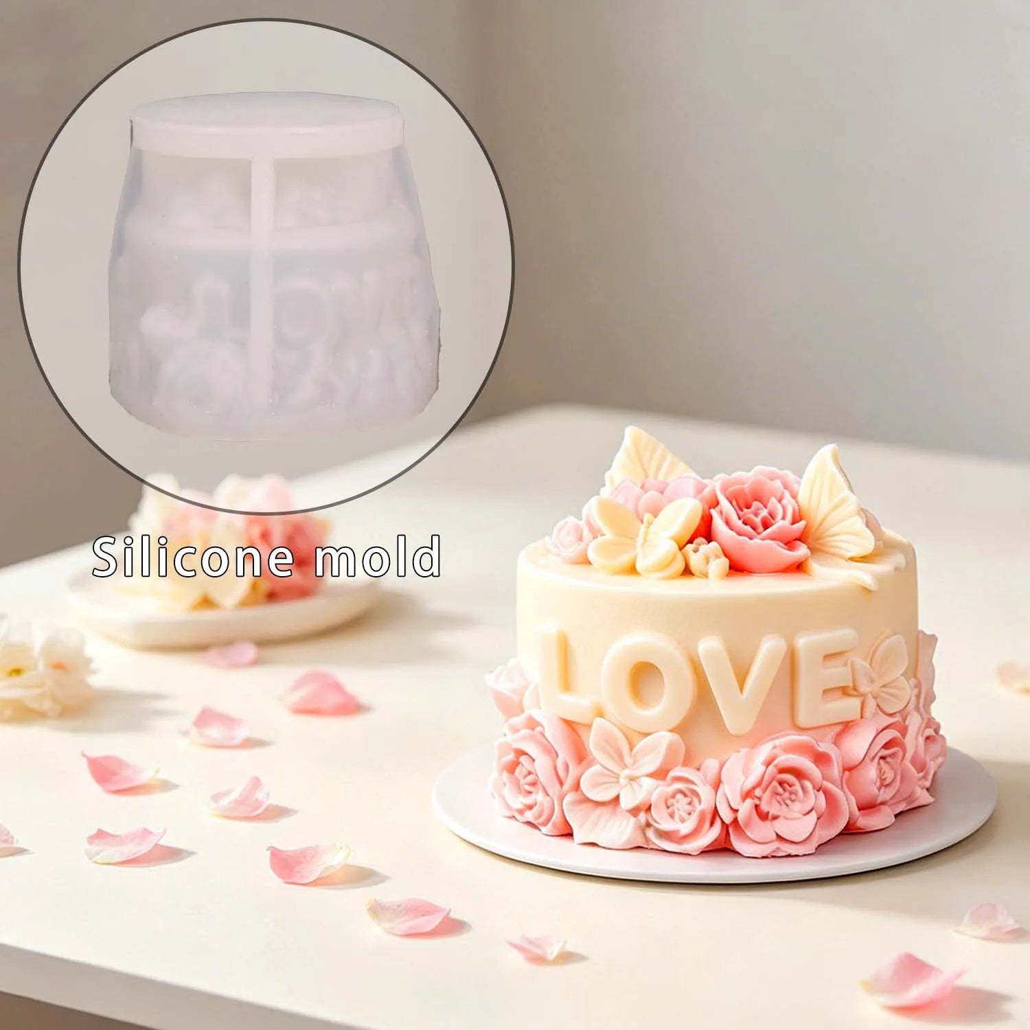 3D Love Heart Cake Silicone Mold DIY Scented Candle Gypsum Soap Resin Chocolate Baking Tools Oasis Select