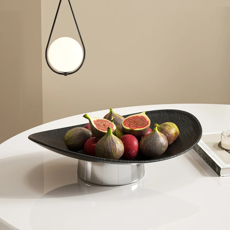 Fruit Bowl for Counter Leaf Fruit Bowl with Base Large Open Decorative Serving Plate Tabletop Centerpiece Modern Home Decor Oasis Select