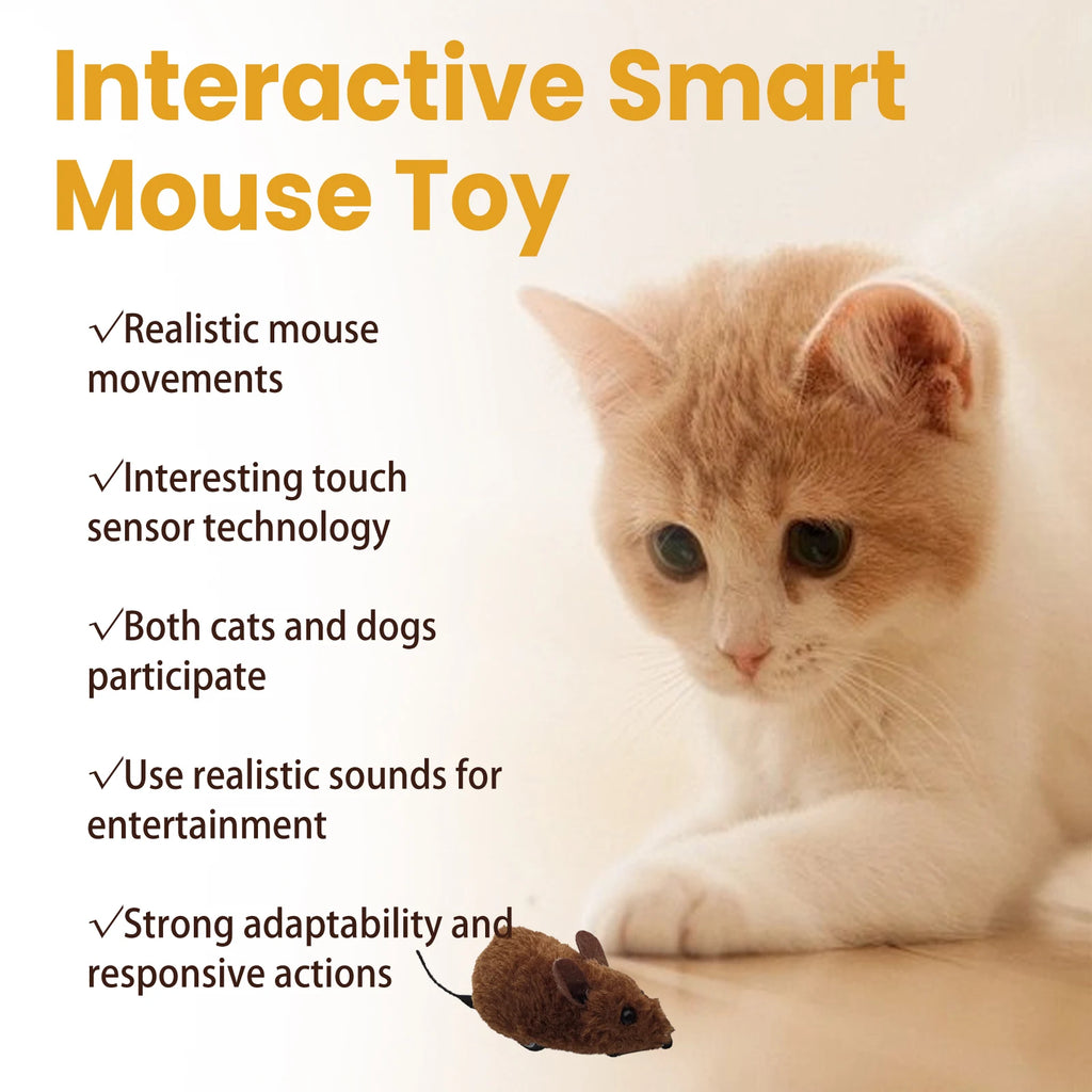 Cat Mouse Toy Interactive Squeaky Realistic Plush Self Moving Hunting Exercise Boredom Relief For Cats Dogs Daily Pet Supplies Oasis Select