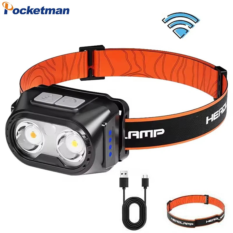 Smart Motion Sensor LED Headlamp USB Rechargeable Headlight Super Bright Waterproof Head Lamp Induction Head Flashlight Oasis Select
