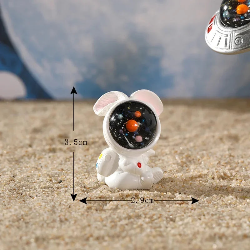 Figurines Miniature Cute Cartoon Astronauts Bunny Micro Landscape Ornaments for Home Decorations Rabbit Crafts Room Desk Decor Oasis Select 15