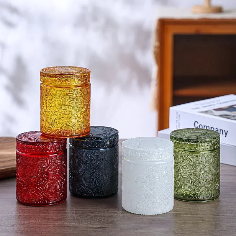 Glass Storage Jar with Lid Candle Empty Cup Storage Container Home Decoration Diy Candle Storage Box Living Room Decoration Oasis Select