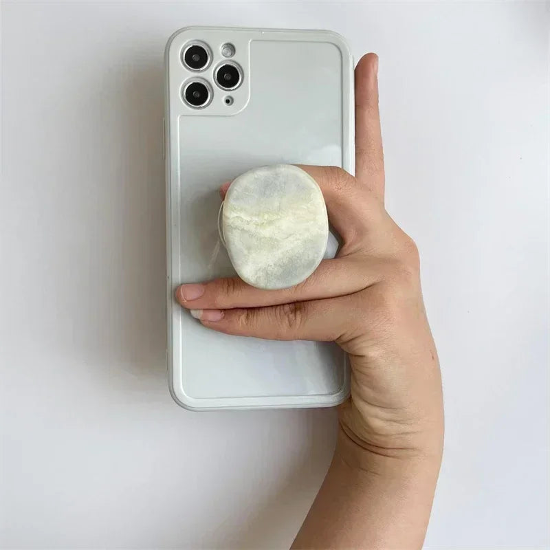 Natural Stone Shaped Phone Socket Holder Finger Grip Bracket Support Telephone for IPhone 15 14 13 Samsung Pocket Socket Stand Oasis Select