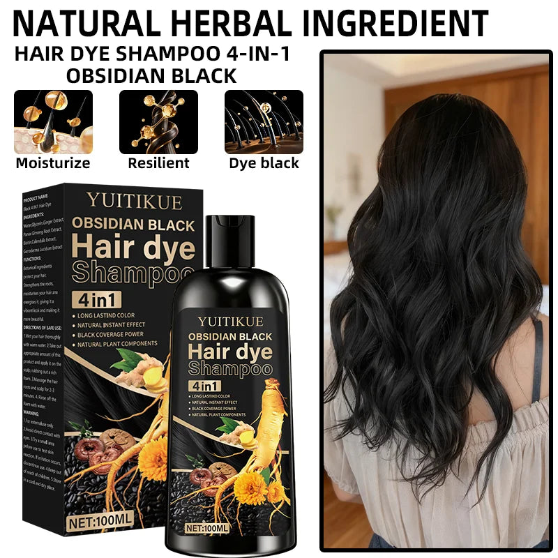 YUITIKUE Obsidian Black Hair Dye Shampoo – Gray Coverage 100ml