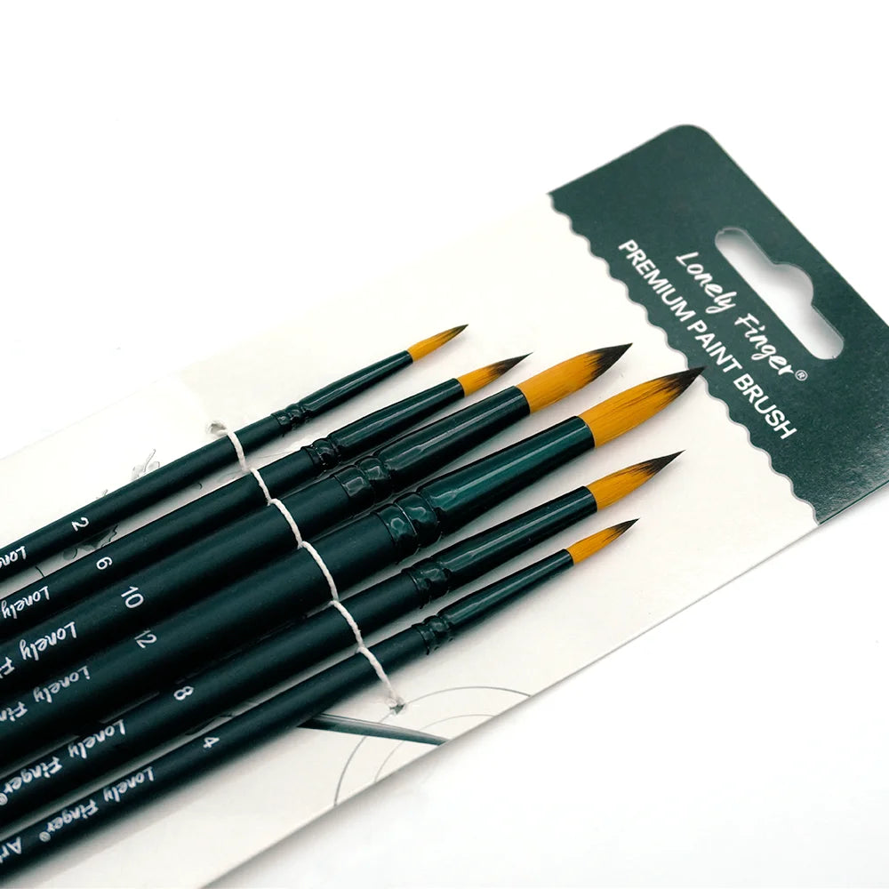 Watercolor Paint Brushes, Nylon Paint Brush Set 6/24Pcs, Artist Paintbrushes for Acrylic Painting, Watercolor Oil Brushes Profes Oasis Select 6 Black Round