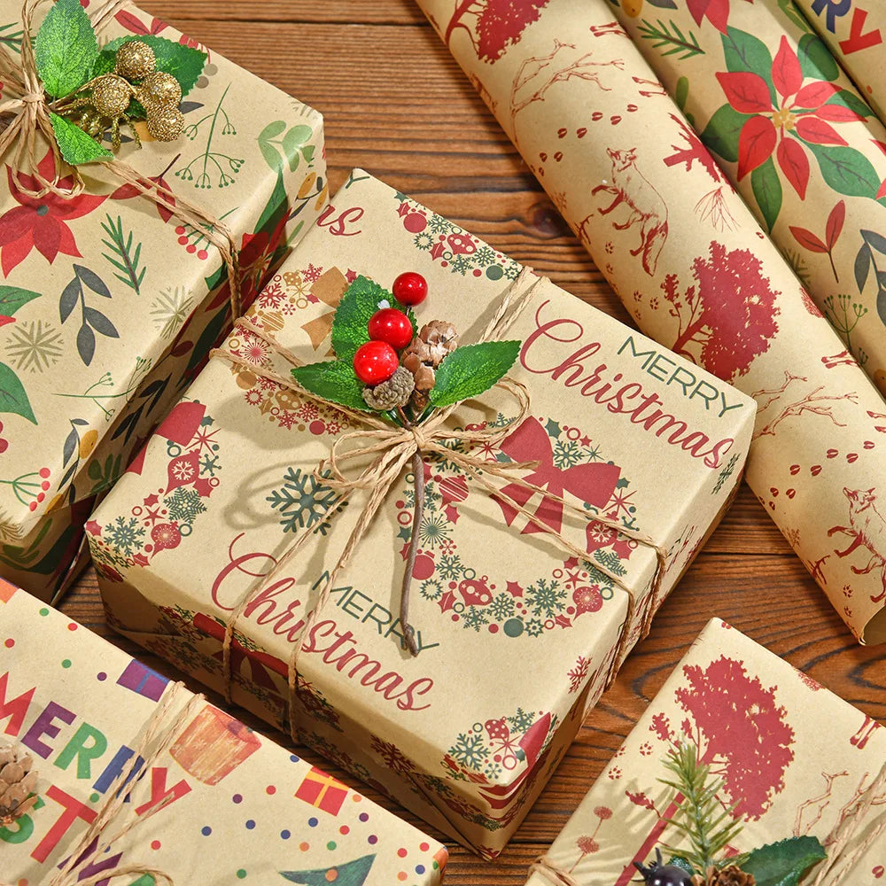 1roll Gift Wrapping Paper ChristmasTree Santa ClausWrapping Paper Birthday Gift Wrapping Paper Christmas Wrapping Paper Handmade Oasis Select