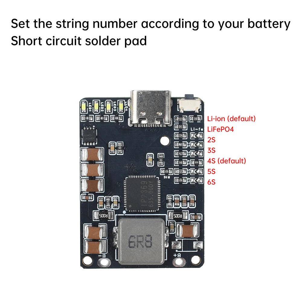 Type C IP2369 45W 2S~6S Lithium Battery Charging Discharging Module Li-ion/LiFePO4 Battery Charger Power Banks Electric Tool Oasis Select