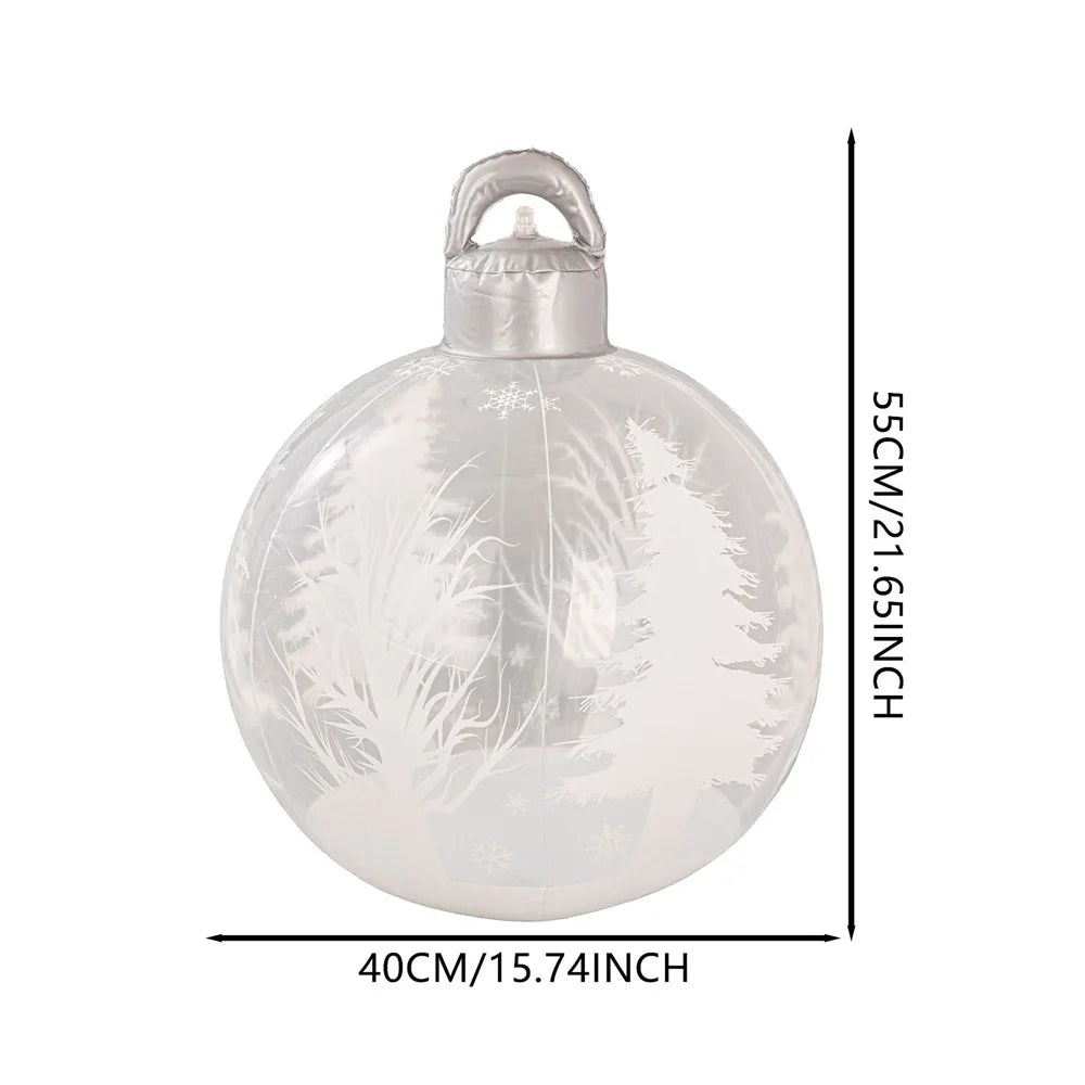 55CM Christmas Inflatable Ball PVC Giant Xmas Ball Christmas Tree Decorations Large Balls Toy New Year Party Courtyard Ornaments Oasis Select White