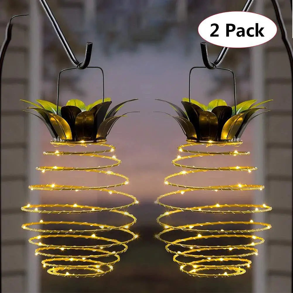 Solar Lamps Pineapple Iron Art Lanterns Led Copper Wire Light Strings Outdoor Waterproof Garden Decorative Hanging Lamps Oasis Select