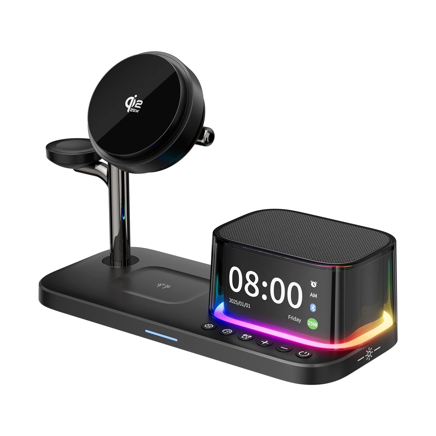 Multi-function Magnetic Suction 5-in-1 25W Wireless Charging RGB Bluetooth Audio Mobile Phone Watch Universal Wireless Charging Oasis Select QI2.2 TEC 2