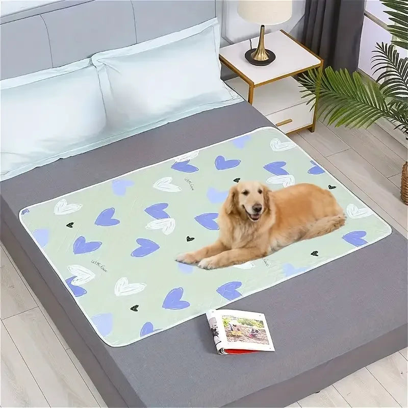 Washable & Reusable Anti-Slip Bed Protector Pad - Thick Durable Polyester Fiber Care Mat Design for Cat, Dog & Pets Cat Beds Oasis Select