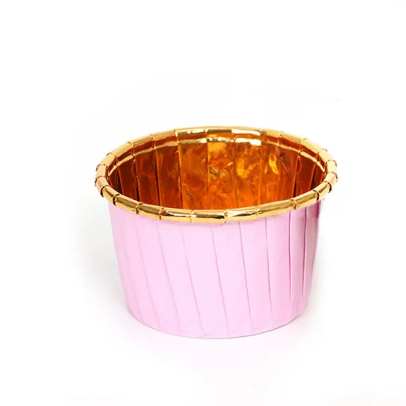 Gold Foil Rolled Paper Cups, Muffin Cupcake, Wedding Party Decorations, Heat Resistant, Kitchen Baking Accessories, 30Pcs Oasis Select 05