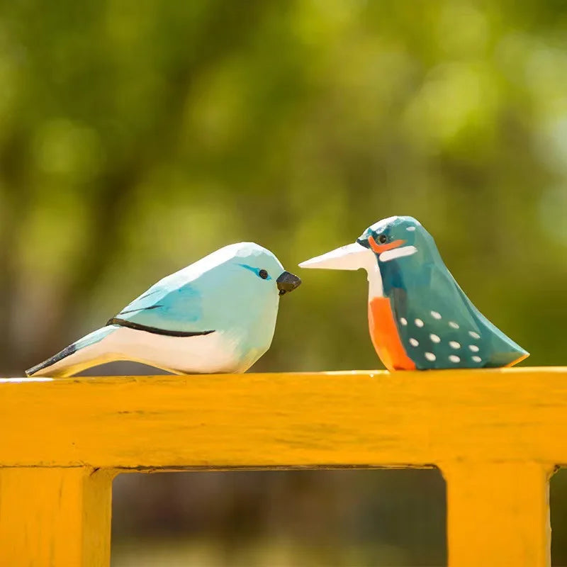 Desktop Ornament Cute Wood Carving Bird Mini Carving Small Bird Ornament Nordic-style Handmade Wooden Bird Figurine Home Decor Oasis Select