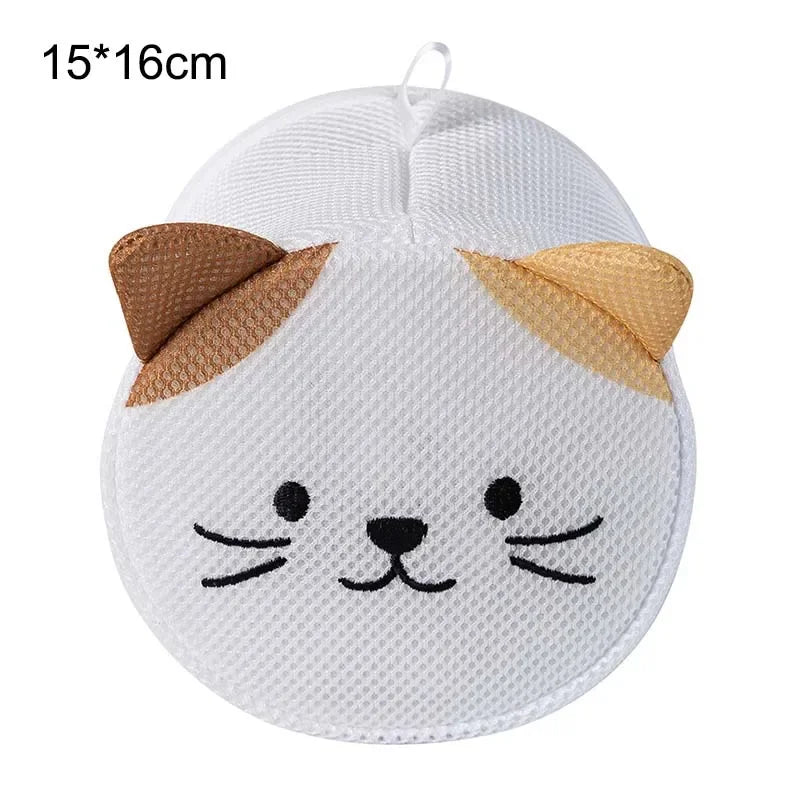 Machine-wash Special Home Use Polyester Anti-deformation Bra Mesh Bags Laundry Brassiere Bag Cleaning Underwear Sock Cartoon Oasis Select Yellow cat