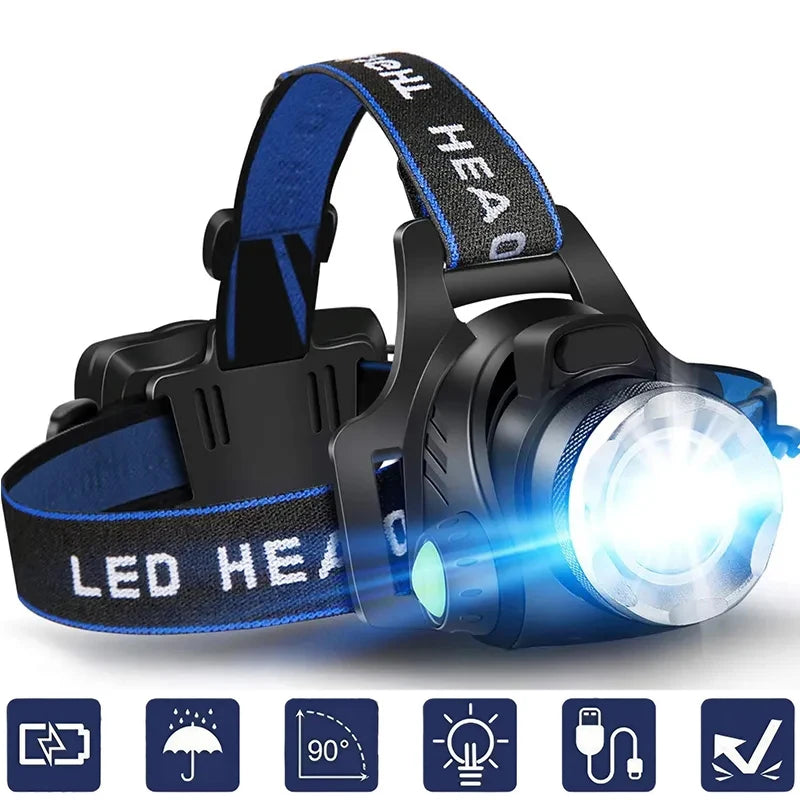 Powerful LED Induction Headlamp Use18650 Rechargeable battery Headlight Aluminium Outdoor camping Lamp High Lumen Head Torch Oasis Select